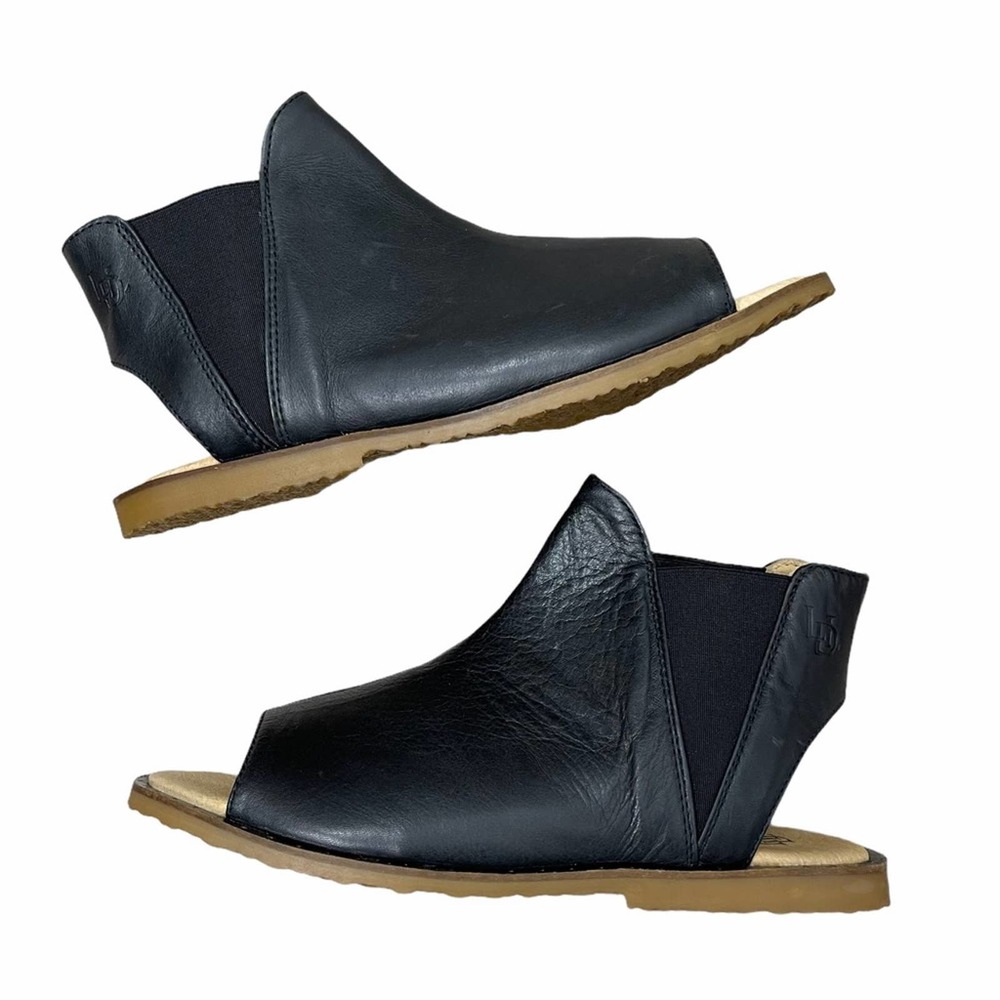 LDL Luxe De Leon Black Leather Slip-on Sandals 6